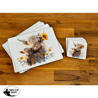 Placemat & Coaster Set - Sunflower Mum Calf Giftware