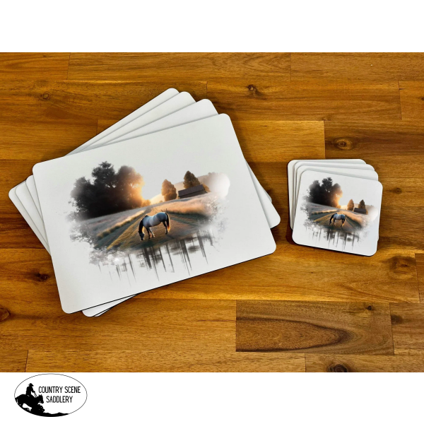 Placemat & Coaster Set - White Horse Giftware