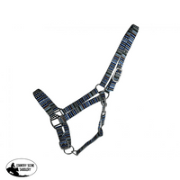 Premium Nylon Adjustable Horse Halter - Blue Aztec Print Halter