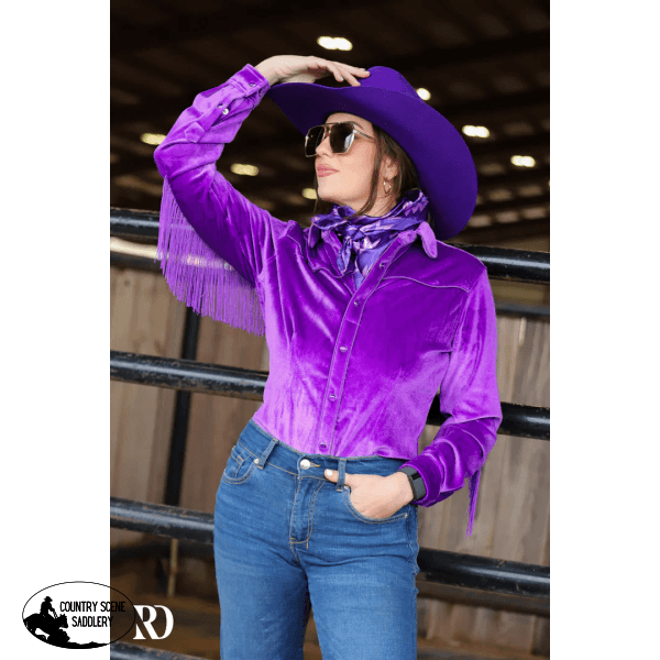 Purple Fringe Velvet Performance Shirt (Adult) Western Clothing