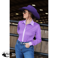 Purple Pin Stripe Performance Rodeo Shirt