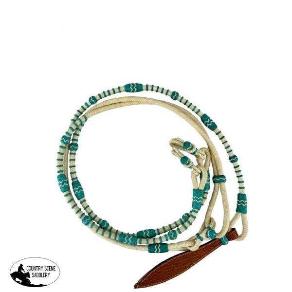 New! Rawhide & Teal Romal Reins.