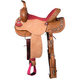 New! The Tough1 Dahlias & Diamonds Barrel Saddle - 15 - Tough! Barrel