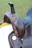 CSSB19 Basket/ Floral Tooled Barrel Saddle - Country Scene Saddlery and Pet Supplies