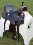 CSSB19 Basket/ Floral Tooled Barrel Saddle - Country Scene Saddlery and Pet Supplies