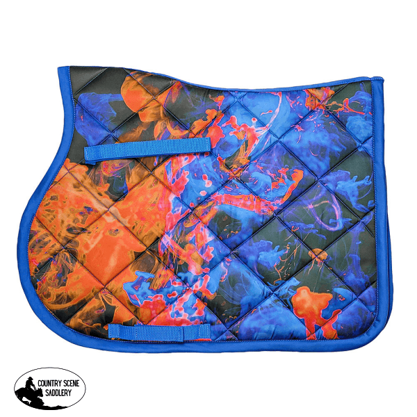 Saddle Pad Abstract With Free Grooming Wash Set Orange/Royal Rugs