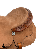 Sagebrush Roughout Barrel Style Saddle - 15 Inch Full QHB - Country Scene Saddlery and Pet Supplies