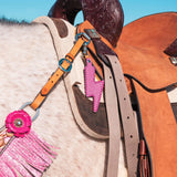 NEW! LEATHER CHARM-LIGHTNING BOLT-PINK - Country Scene Saddlery and Pet Supplies