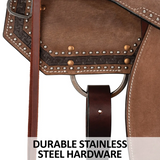 Schneiders® Studded Roughout Barrel Saddle - Country Scene Saddlery and Pet Supplies
