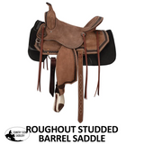 Schneiders® Studded Roughout Barrel Saddle - Country Scene Saddlery and Pet Supplies