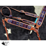 Set with red, white, and blue crystal rhinestone diamond design inlay. - Country Scene Saddlery and Pet Supplies