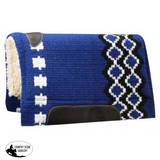 Showman 36 X 34 100% Wool Top Cutter Style Saddle Pad With Kodel Fleece Bottom. Blue Western Pads
