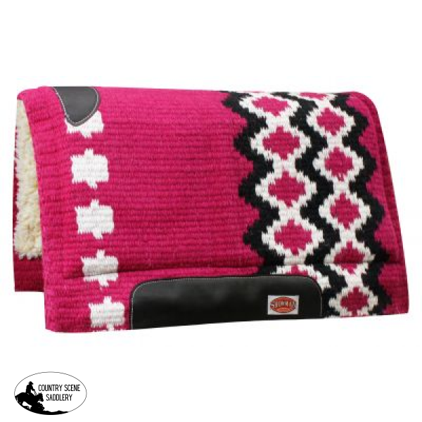Showman 36 X 34 100% Wool Top Cutter Style Saddle Pad With Kodel Fleece Bottom. Pink Western Pads