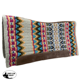 Showman 36’ X 34’ Wool Top Contoured Memory Felt Bottom Saddle Pad - Spring Mornings Western Bridle
