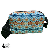 Showman Aztec Nylon Belt Bag - Blue/Orange/Teal - Country Scene Saddlery and Pet Supplies