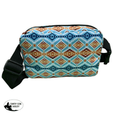 Showman Aztec Nylon Belt Bag - Blue/Orange/Teal - Country Scene Saddlery and Pet Supplies