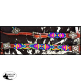 Showman Beaded Neon Tribal 4 Piece Headstall and Breastcollar Set Full/Cob (One Size) Western Bridle