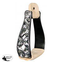 New! Showman Black Aluminum Engraved Silver Stirrup With Cut Out Diamonds.