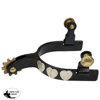 Showman Black Steel Silver Youth Size Show Spur With Hearts.