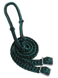 Showman braided nylon barrel reins with easy grip knots. - Country Scene Saddlery and Pet Supplies
