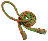 Showman braided nylon barrel reins with easy grip knots. - Country Scene Saddlery and Pet Supplies