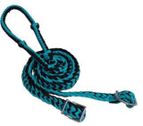 Showman braided nylon barrel reins with easy grip knots. - Country Scene Saddlery and Pet Supplies