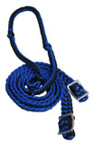 Showman braided nylon barrel reins with easy grip knots. - Country Scene Saddlery and Pet Supplies