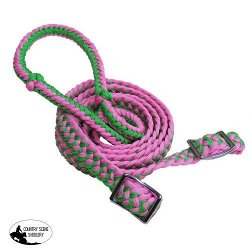 Showman Braided Nylon Barrel Reins With Easy Grip Knots Reins