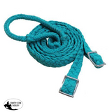 Showman Braided Nylon Barrel Reins With Easy Grip Knots. Teal