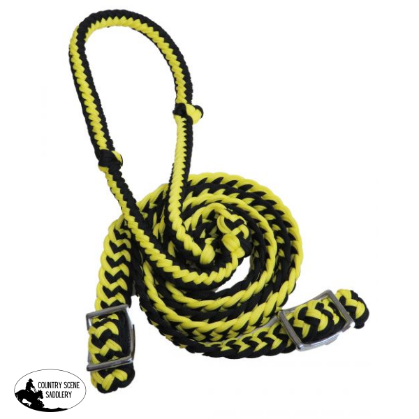 Showman Braided Nylon Barrel Reins With Easy Grip Knots Reins