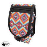 Showman Cordura Phone/ Accessory Pouch- Pink Aztec - Country Scene Saddlery and Pet Supplies