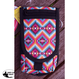 Showman Cordura Phone/ Accessory Pouch- Pink Aztec - Country Scene Saddlery and Pet Supplies