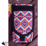 Showman Cordura Phone/ Accessory Pouch- Pink Aztec - Country Scene Saddlery and Pet Supplies