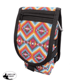 Showman Cordura Phone/ Accessory Pouch- Pink Aztec - Country Scene Saddlery and Pet Supplies