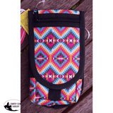 Showman Cordura Phone/ Accessory Pouch- Pink Aztec - Country Scene Saddlery and Pet Supplies