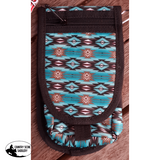 Showman Cordura Phone/ Accessory Pouch- Teal Aztec 2 - Country Scene Saddlery and Pet Supplies