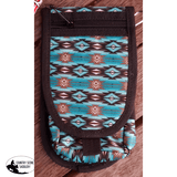Showman Cordura Phone/ Accessory Pouch- Teal Aztec 2 - Country Scene Saddlery and Pet Supplies