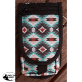 Showman Cordura Phone/ Accessory Pouch- Teal Aztec - Country Scene Saddlery and Pet Supplies