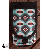 Showman Cordura Phone/ Accessory Pouch- Teal Aztec - Country Scene Saddlery and Pet Supplies