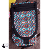 Showman Cordura Phone/ Accessory Pouch- Teal/ Brown Aztec - Country Scene Saddlery and Pet Supplies
