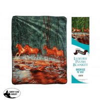 Showman Couture Luxury Plush Blanket With Running Horses Print. Queen Size 76’ X 93’ Gift Items