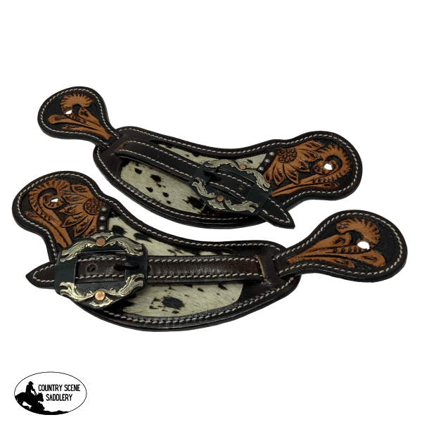 Showman Cowhide And Floral Mens Spur Strap Horse Tack