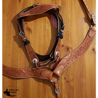 New! ~Showman Double Stitched Leather Wide Browband Headstall And Breast Collar Set.