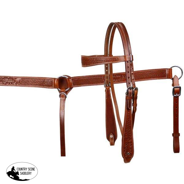 New! Showman Double Stitched Leather Wide Browband Headstall And Breast Collar Set.