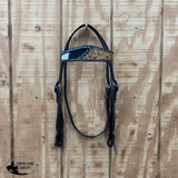 New! Showman Floral Tool and Hide - Argentina Cow Leather Browband Headstall - Country Scene Saddlery and Pet Supplies