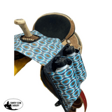 Showman Gray Blue Aztec Print Nylon Horn Bag - Country Scene Saddlery and Pet Supplies
