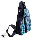 Showman Gray Blue Aztec Sling Crossbody Backpack - Country Scene Saddlery and Pet Supplies