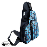 Showman Gray Blue Aztec Sling Crossbody Backpack - Country Scene Saddlery and Pet Supplies