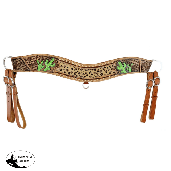 Showman Hand Painted Cactus Tripping Collar With Hair On Cheetah Inlay Collar.