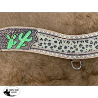 Showman Hand Painted Cactus Tripping Collar With Hair On Cheetah Inlay Collar.